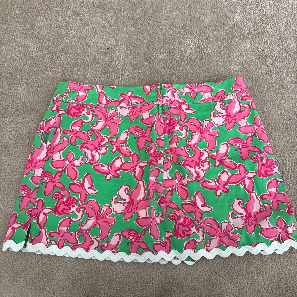 Lilly Pulitzer Pink and Green Floral Mini Skirt